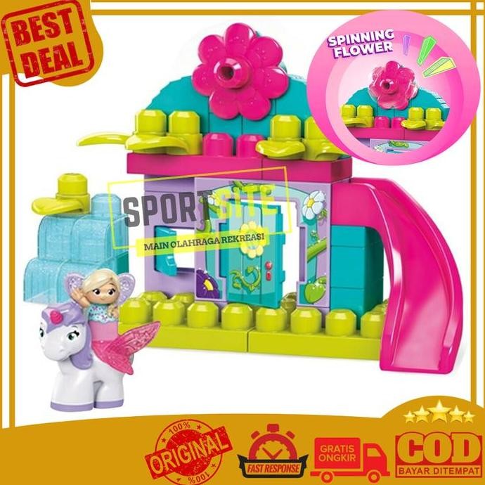 Mega Bloks Flower Lil' Fairies Enchanted Cottage Blocks Fairy Mainan Edukasi Anak Balok Lil Fairies