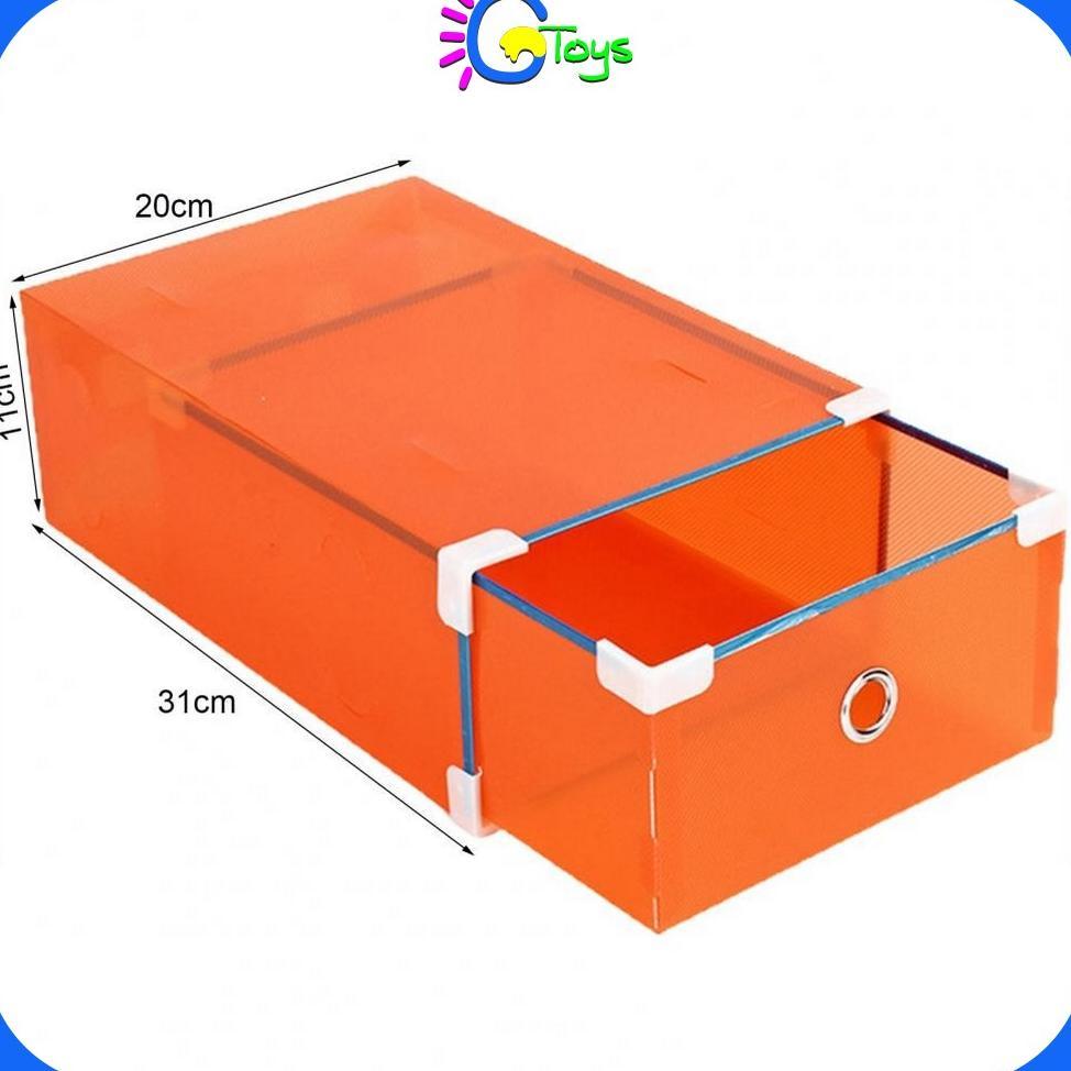 Ew-98 Terlaris Cr-C598 Kotak Sepatu Lipat Transparan Tebal Serbaguna Dengan List Besi / Kotak Penyim