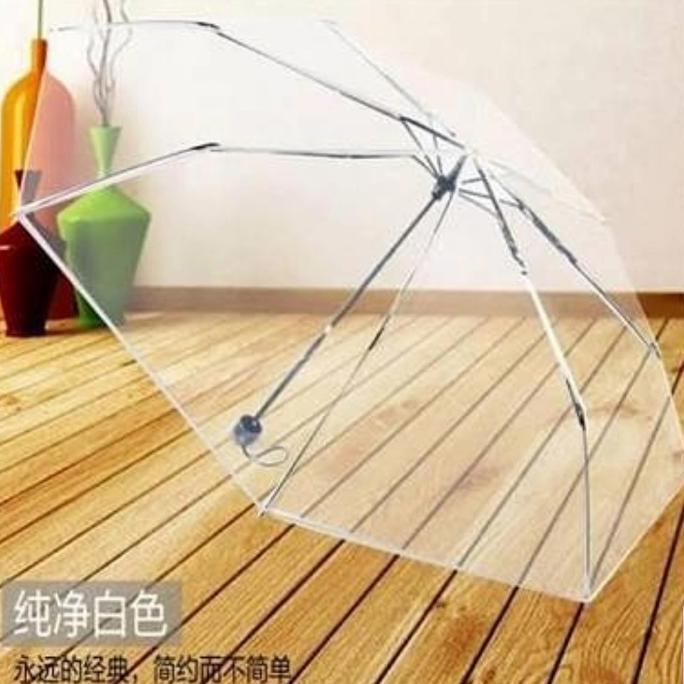 Payung Lipat Transparan bening korea ukuran kecil untuk foto prewed