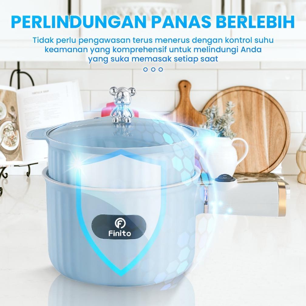 FINITO Panci Listrik Goreng dan Kukusan Serbaguna Electric Pot Low Watt Lapisan Keramik Anti Lengket