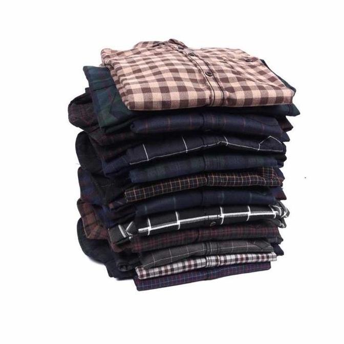 Kemeja Flanel Lengan Panjang Premium GDG Pria Distro Casual Baju Katun Atasan Cowok Dewasa Hitam Kot