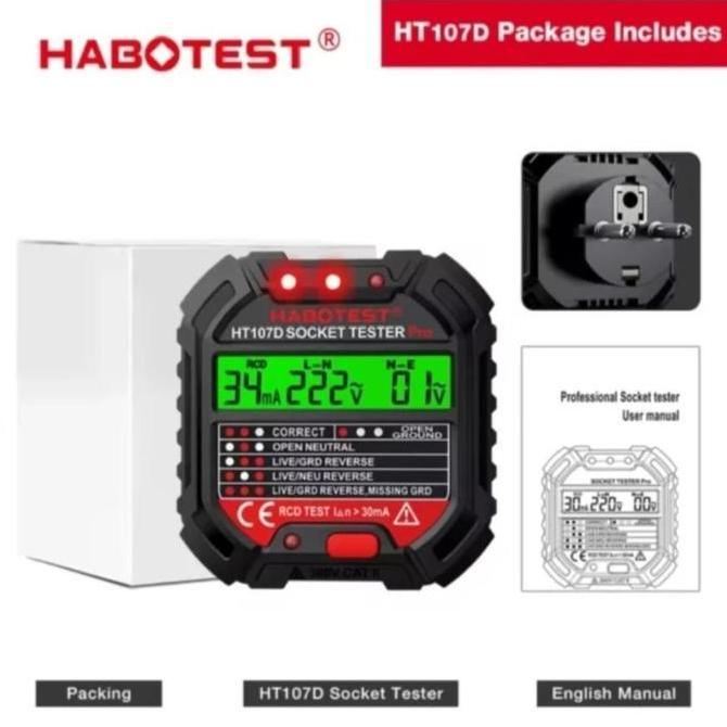 TERLARIS - Habotest HT107D Digital Smart Socket Tester Detector Voltage Test Ori - HT107D
