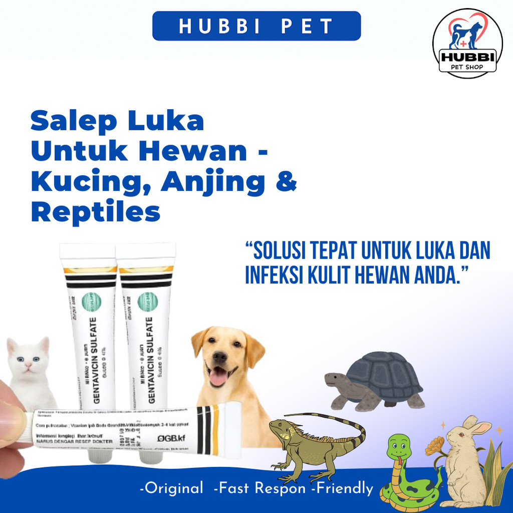Obat Luka Hewan Kucing, Anjing & Reptil Kura Iguana Kelinci - Salep Kulit Luka Bakar, Borok Bernanah