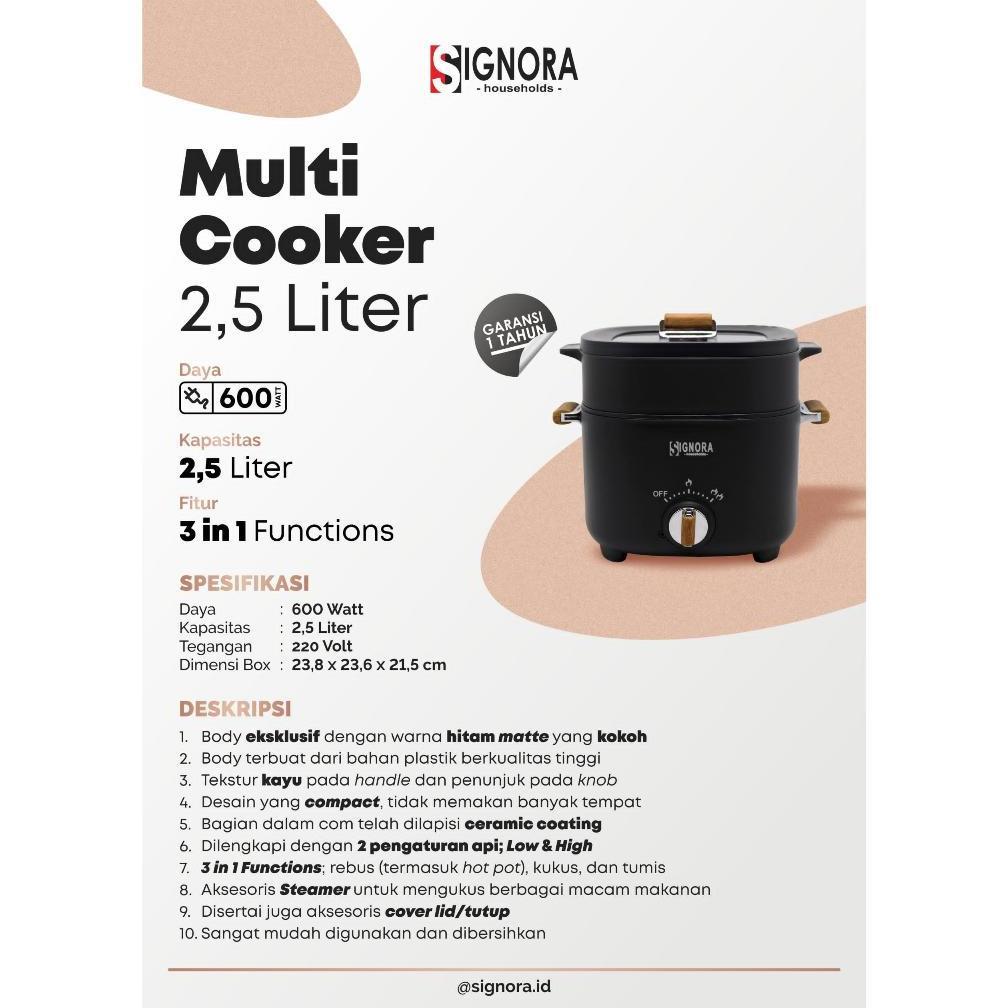 New Multi Cooker 2,5 Liter Signora / Panci Listrik Serbaguna Alat Masak Khusus