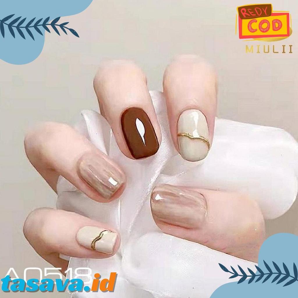 Wajib Punya  Kuku Palsu Lem Miulii   A0518  / 24Pcs / 3D / Nail Art / Premium / Cute / Free Lem Jell