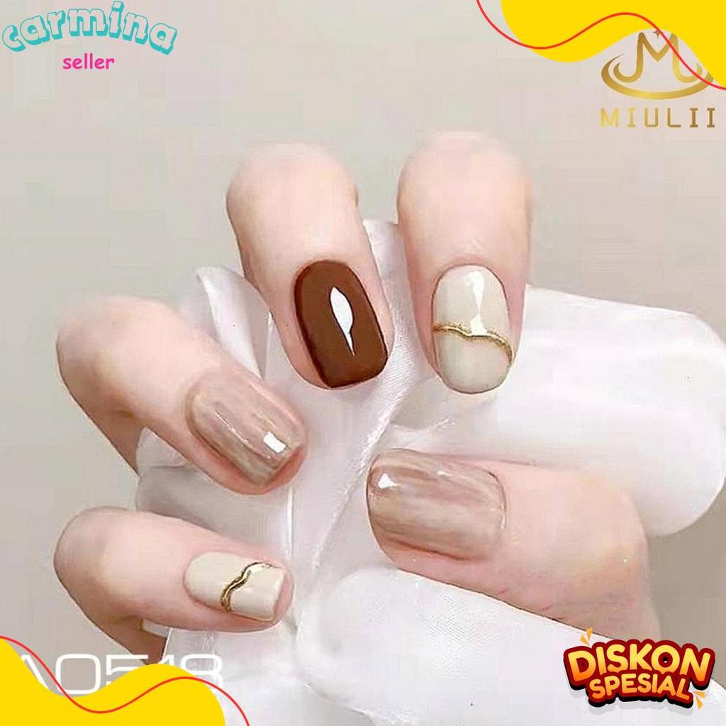 Wajib Punya  Kuku Palsu Lem Miulii   A0518  / 24Pcs / 3D / Nail Art / Premium / Cute / Free Lem Jell