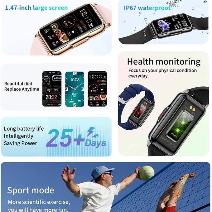 DB52>> LIGE Lige Jam Tangan Pintar Anti air Call Reminder Musik Kontrol Pedometer Kalori Tampilan Fa