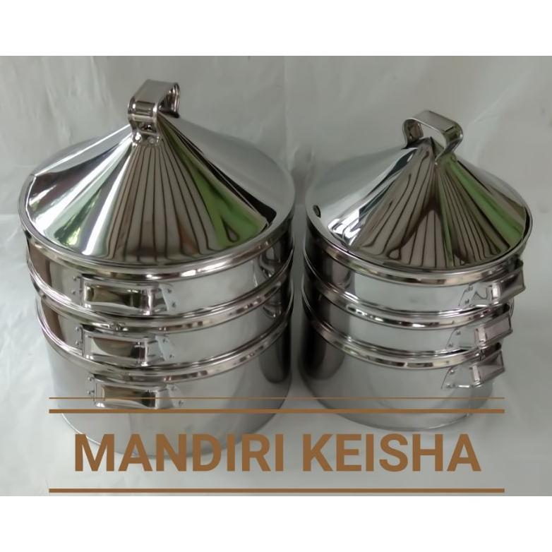 Kukusan/Kelakat Susun 3 Stainless 1 Set Bulat Anti Karat Alat Masak Khusus