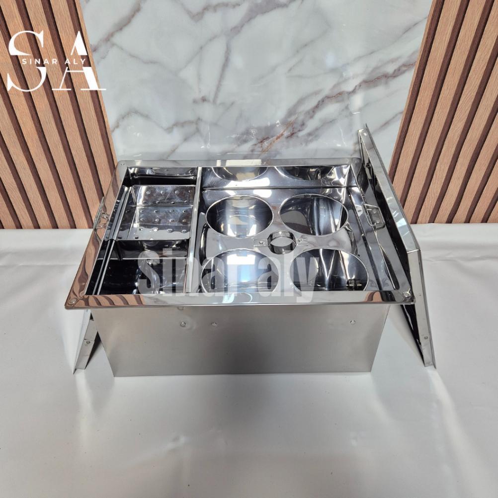 Dandang Panci Mie ayam kocok Lubang 4 Sekat Bahan Stainless Ukuran 3545 cm Alat Masak Khusus
