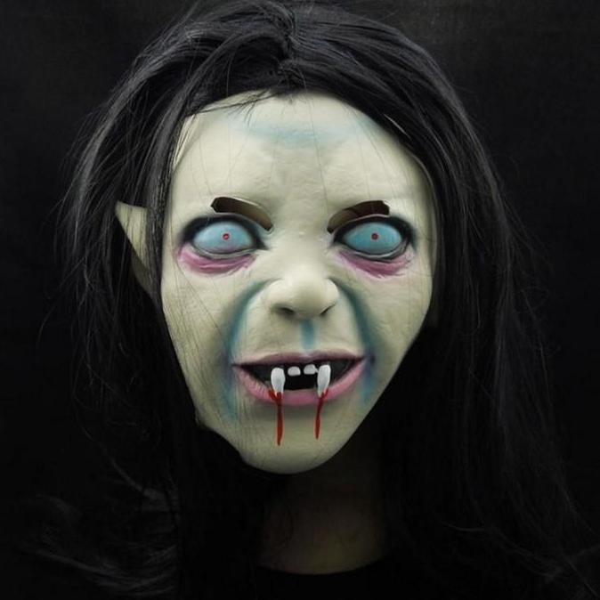 Topeng Nenek Sihir Mak Lampir Taring Latex Wig Seram Halloween