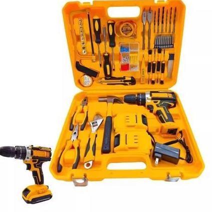 JOANNE- REAIM Satu Set Alat Perkakas Bor Listrik Cordless / Tang Obeng Palu Kunci Pas Toolkit 118 in