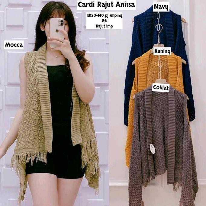 Outer cardigan rajut tanpa lengan rumbai polos impor Polos pakaian rajut Rompi EA