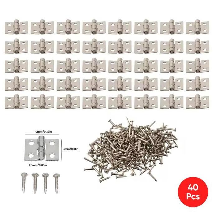 FINESSE 40pcs Engsel Mini 10 x 8mm / Engsel Kupu Kecil Kotak Box Peti Furniture Metal Hinge 4 Hole