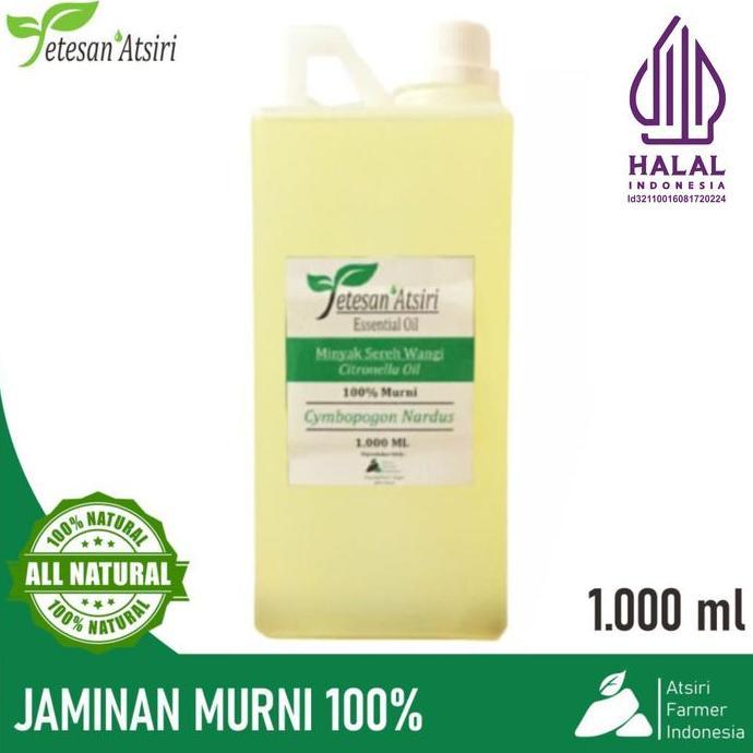 1 liter minyak atsiri murni minyak sereh wangi murni citronella oil WAR