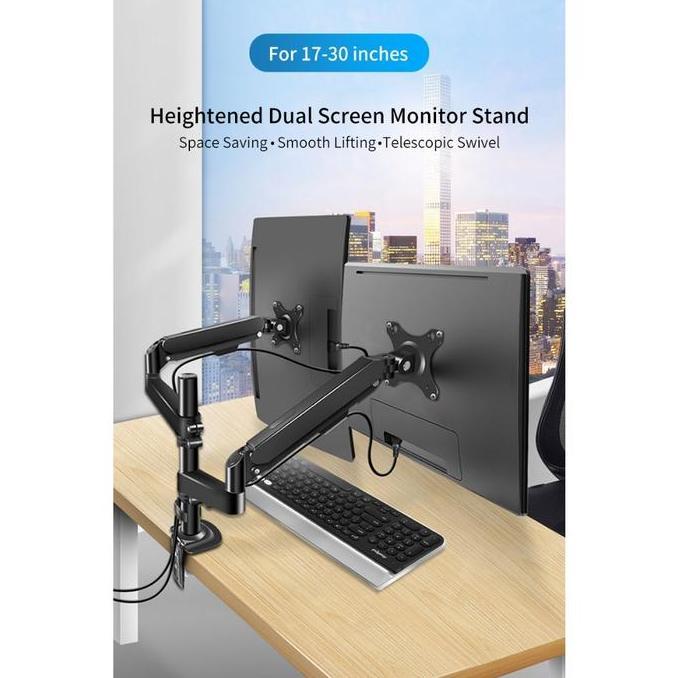 SAGE F160 BRACKET BREKET BRECKET  DUAL MONITOR TV MONITOR LED LCD GAS SPRING ARM DUAL ARM F 160 17-3