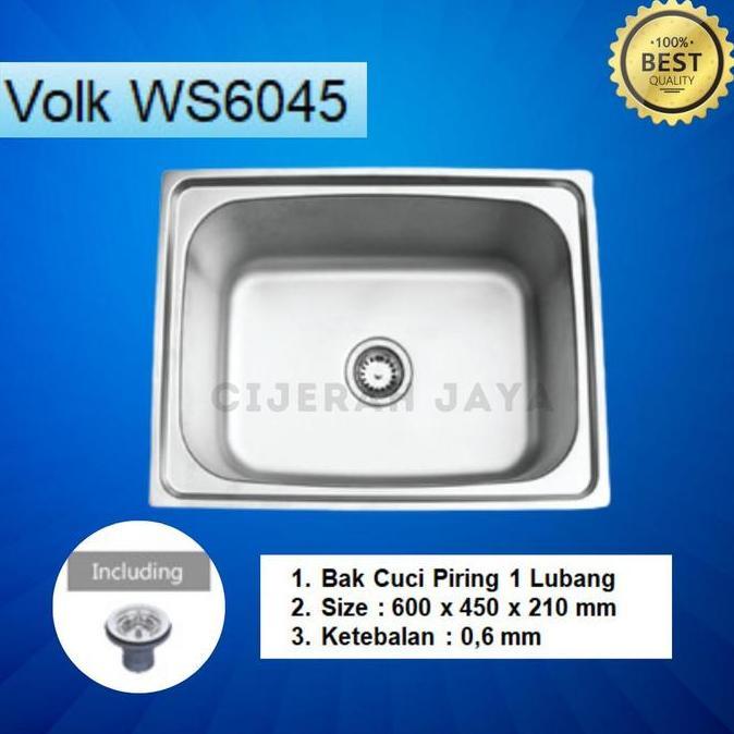 BAK CUCI PIRING STAINLESS VOLK WS6045 / BCP WASTAFEL KITCHEN SINK VOLK