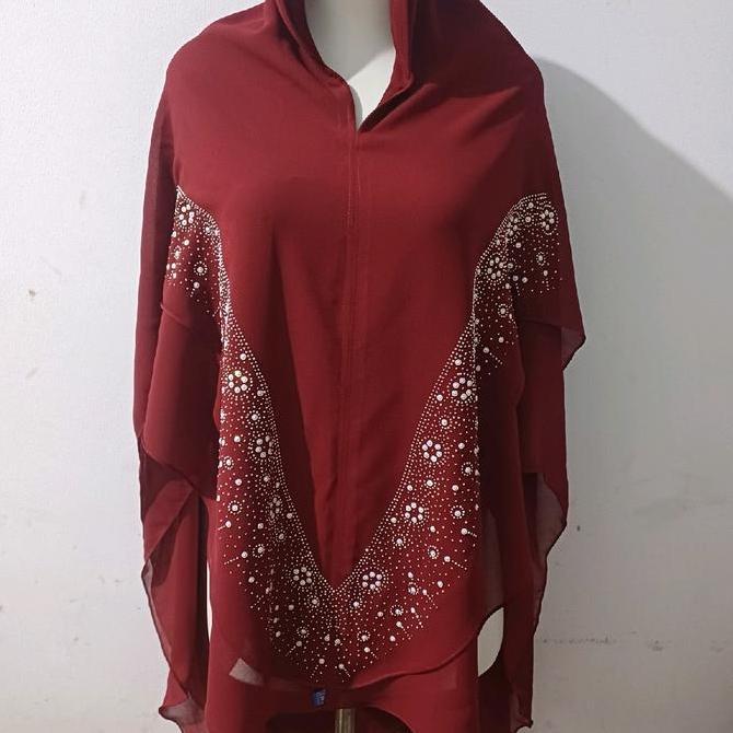 DB14>> khimar 2 layar payet jamur pinggir, Bisnis Pernikahan Poliester Santai Ceruti Muslim Syari Ce