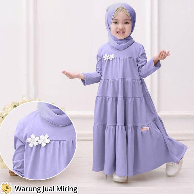 DF349>> Setelan Gamis & Hijab Anak Set Baju Jilbab Perempuan Tanggung Putih Setelan Hitam Pink Korea