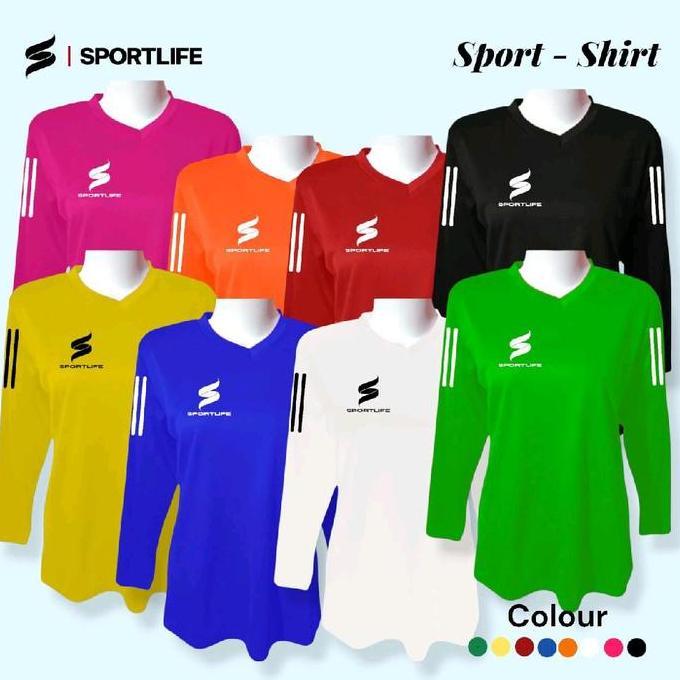 DR21>> Baju Olahraga Atasan Wanita Lengan Panjang Kaos Jersey Training Running Lari Badminton Senam 