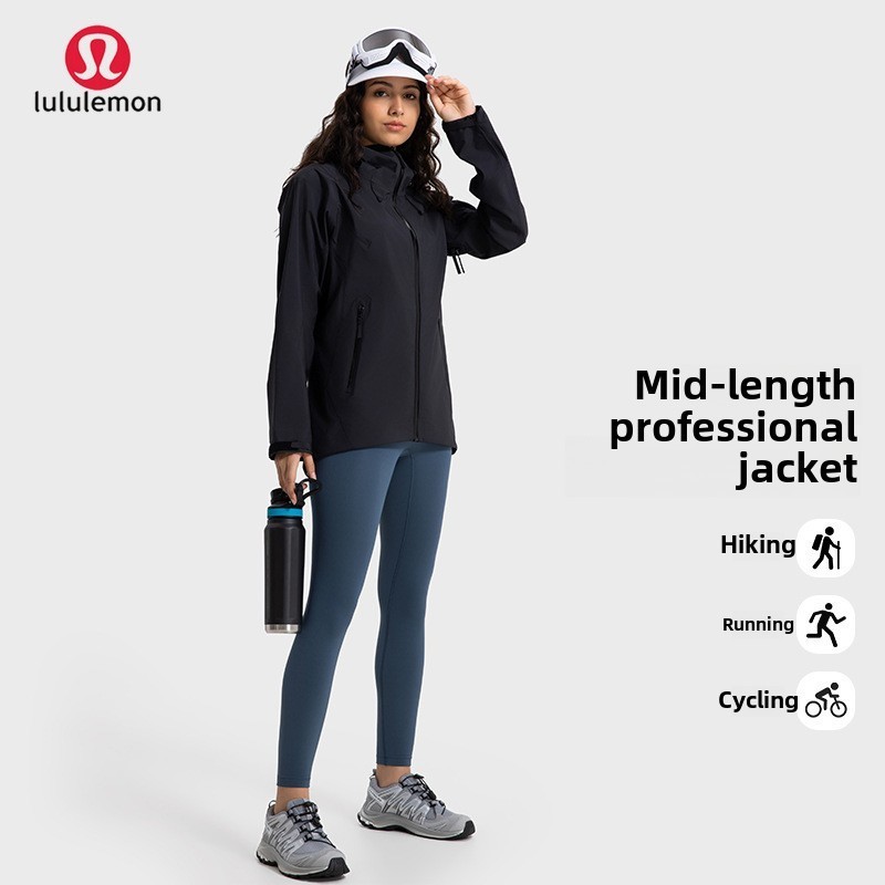 New Arrival 2026 LuluLemon Zipper Windproof Waterproof Breathable Jacket Multifunctional Mid-Length 