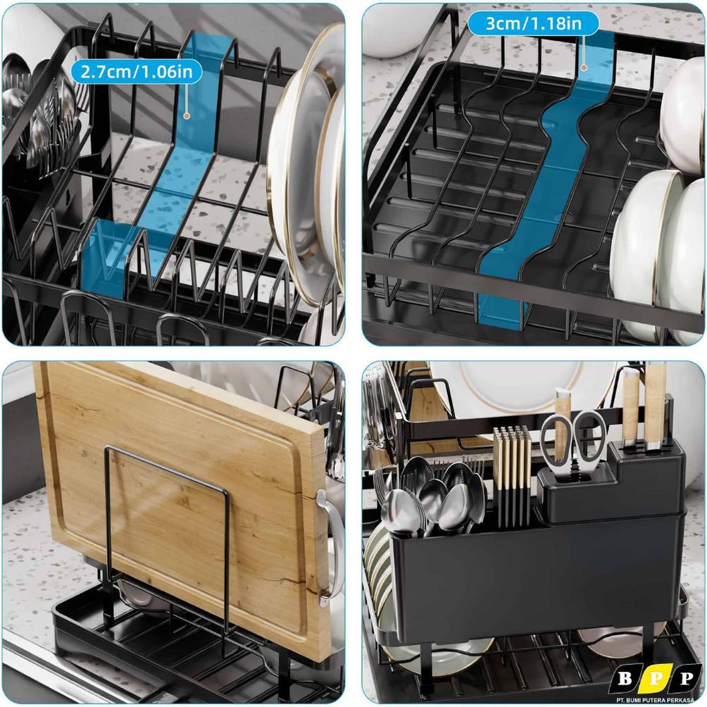 Rak Tirisan Piring Sendok Susun Dapur | Rak Dapur Tirisan Piring Sendok Rak Wastafel Tirisan Piring 
