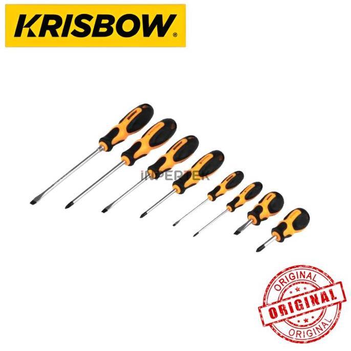 QUIXOTE Obeng Karet Set KRISBOW Screwdriver 8 Pcs Obeng Rubber handle Original