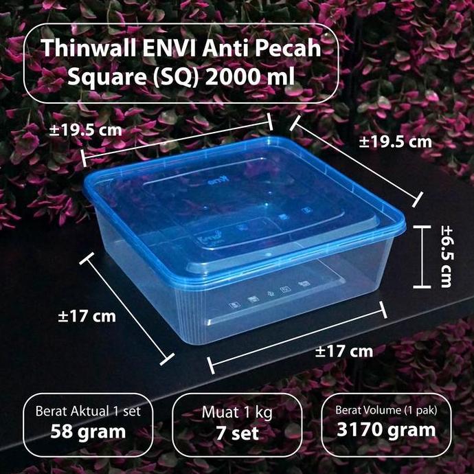(Bekasi) Thinwall Anti Pecah 2000 ml - Thinwall ENVI - Square