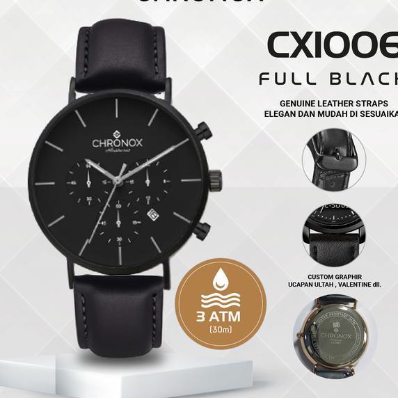 Chronox Jam Tangan Pria Kulit Analog Cx1006 Everlast Quartz Stainless Steel Stopwatch