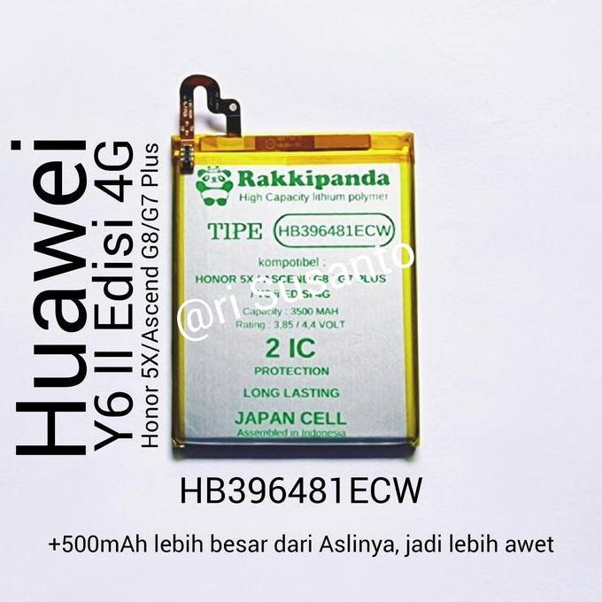 TERMURAH - Baterai Rakkipanda for Huawei Y6 II 4G CAM L-21 HB396481ECW