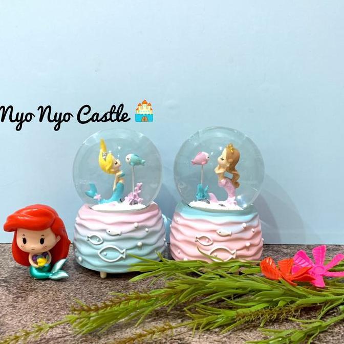 Snowball Pajangan Bola Kaca Medium Music Lampu Mermaid Ombre FA