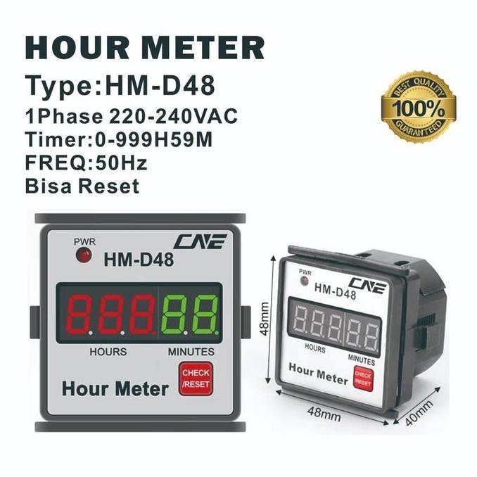 HOUR METER DIGITAL HM-D48 HOUR COUNTER BISA RESET ORIGINAL DAN TERPERCAYA
