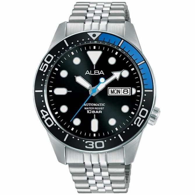 Jam Tangan Pria Alba AL4195X1 Automatic Black Dial Stainless Steel AL4195