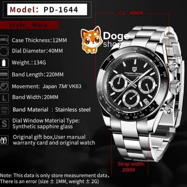 Pagani Design PD-1644 New 2025 Chronograph VK63 Japan Movement Jam Tangan Homage