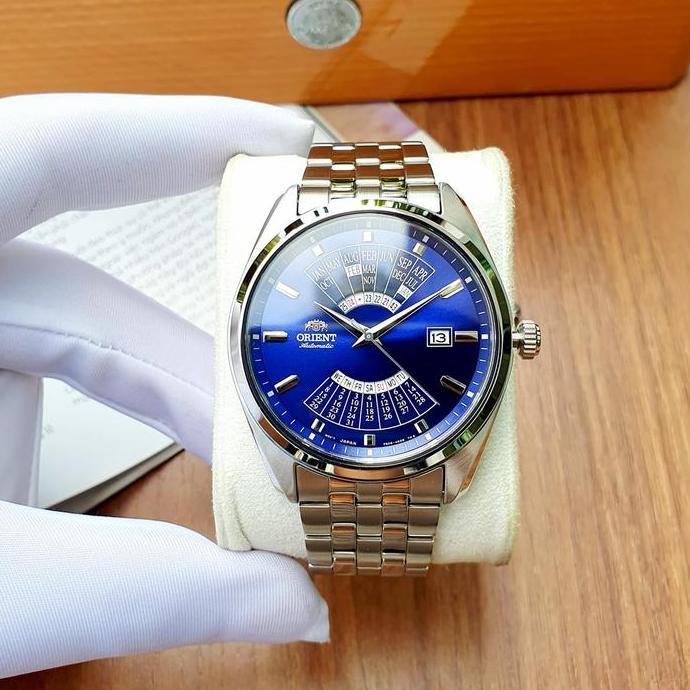 Jam Tangan Pria Orient RA-BA0003L10B Multi Year Calendar Automatic Blue Dial Stainless Steel RA-BA00
