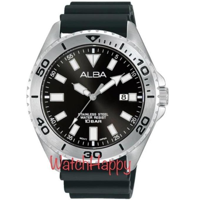 ALBA AS9Q49X1 MEN BLACK DIAL RUBBER STRAP AS9Q49 QUARTZ 100% ORIGINAL