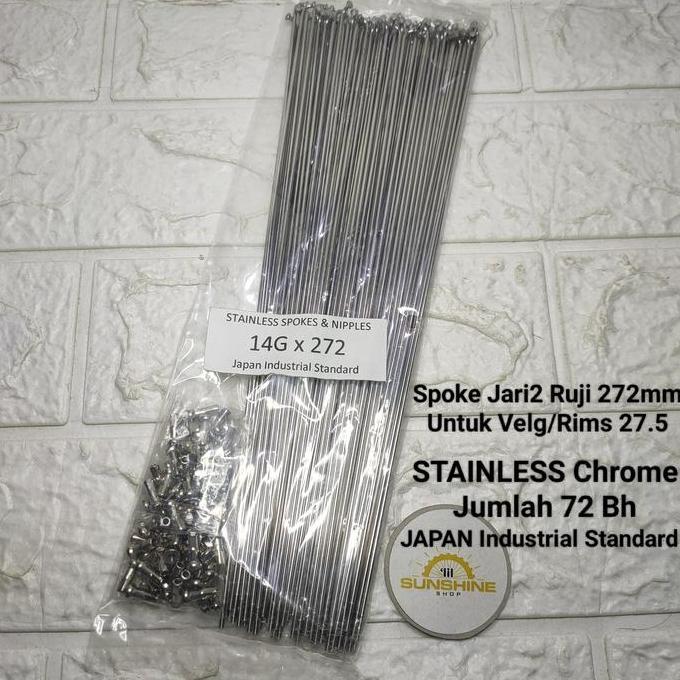 Promo Spoke Ruji Jari 272Mm Stainless Chrome 14G X 272 Untuk Velg Rims Sepeda Mtb 27.5 Dan Roadbike 