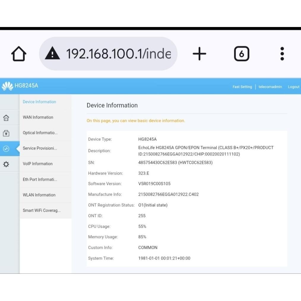 Xpon Huawei HG8245H5/HG8245H/HG8245A Modem ONT Router Wifi