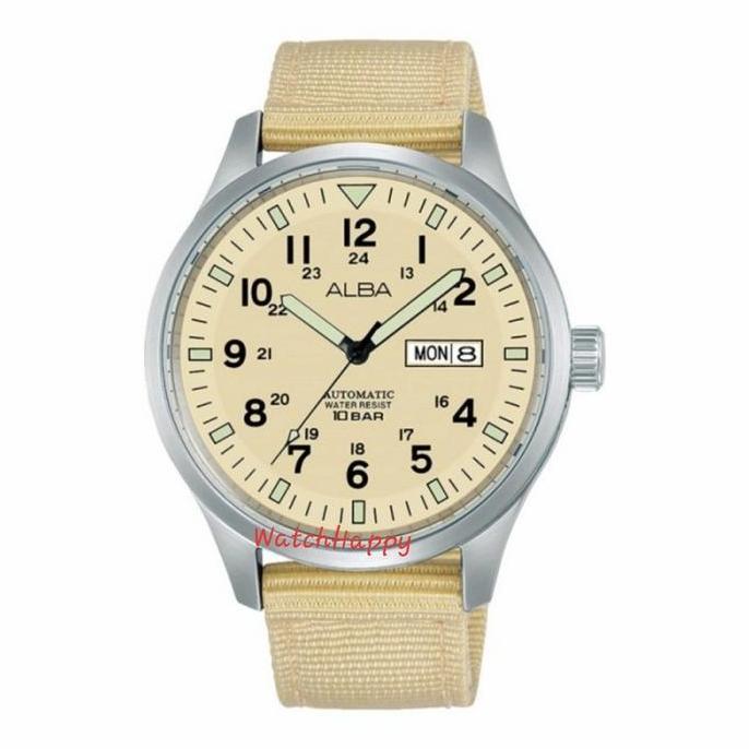 WatchHappy Alba AL4221X1 Automatic Beige Dial AL4221 Nylon Original