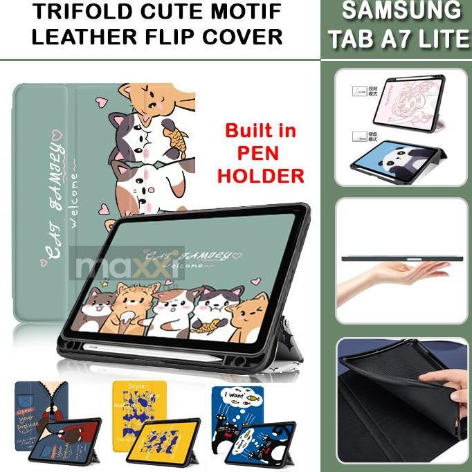 DB36>> Samsung Tab A7 Lite Tablet Wifi LTE Flipcase Case Casing Cover Lucu