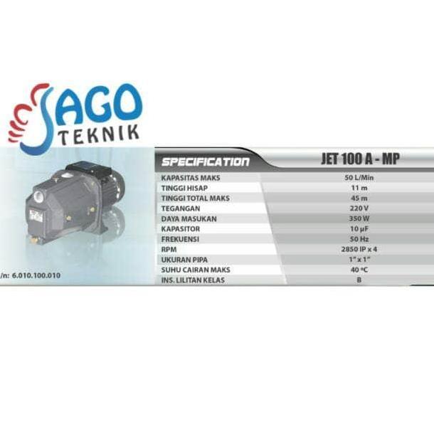 IRIS POMPA AIR SUMUR SEMI DALAM / JET PUMP MULTIPRO JET 100A