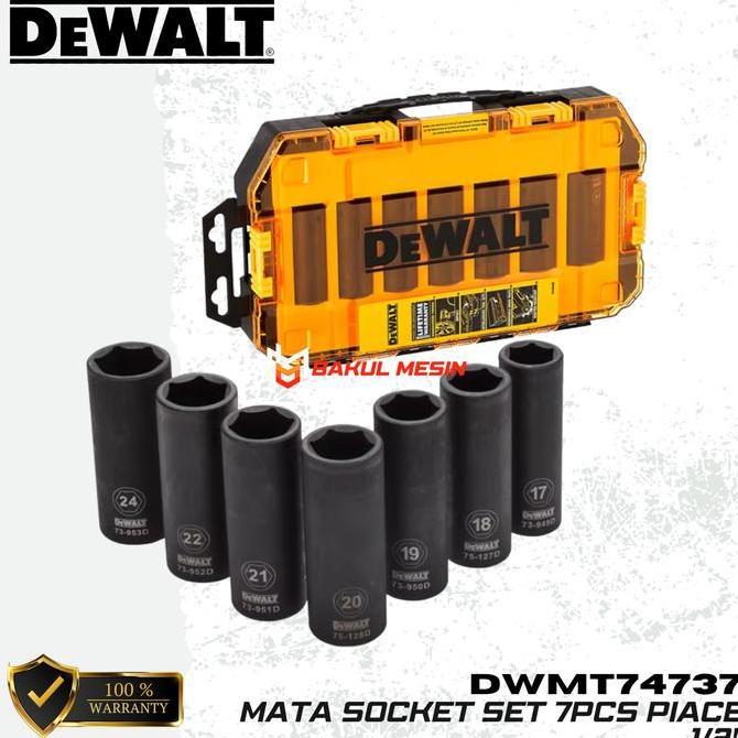 TEASEL Dewalt Mata Socket Set 7pcs Metric 1/2" Drive Impact Deep Socket Set 17-24mm DeWALT DWMT74737