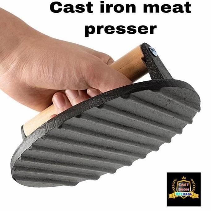 Cast iron meat presser grill 7 inch press skillet besi cor ancuran