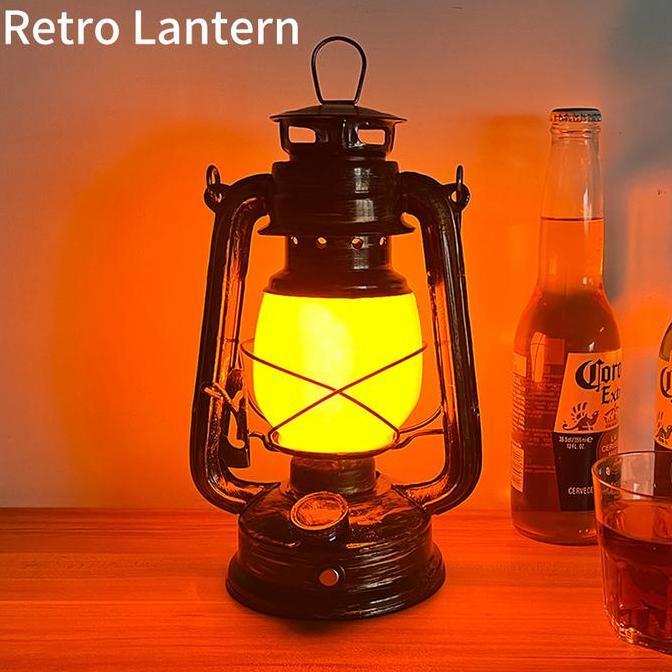 Retro Portable LED Horse Lantern Lamp Rechargeable Hanging Camping Lights 3 Lighting Modes for Deskt