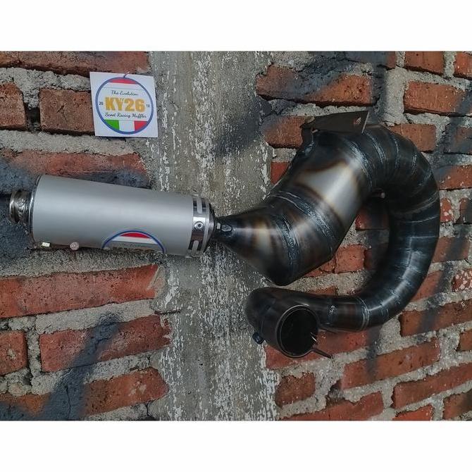 Knalpot Racing Vespa Buang Kanan Pendek Silencer Alumunium by KY26 Original