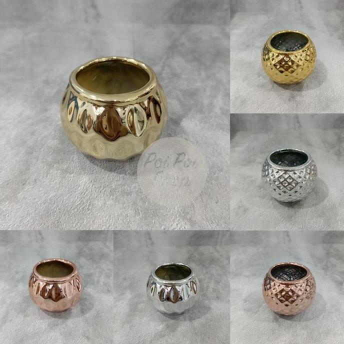 :<:<:<:<] Pot Bunga Keramik Vas Bunga Nordic Metalik Wadah Tempat Bunga Tempat Permen Lebaran Idul F