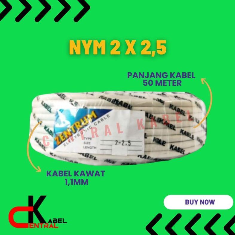 KABEL LISTRIK KAWAT NYM 2 x 2,5 (50 METER) WARNA PUTIH / HITAM