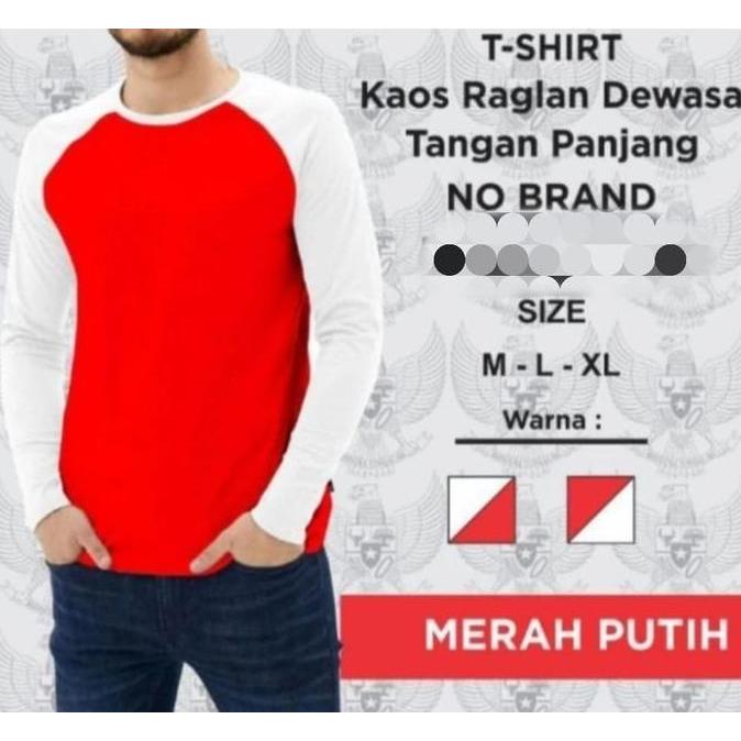 DT83 >> Kaos Raglan Lengan Pendek Merah Putih - Kaos Raglan Merah Putih - Kaos Raglan Lengan Pendek 