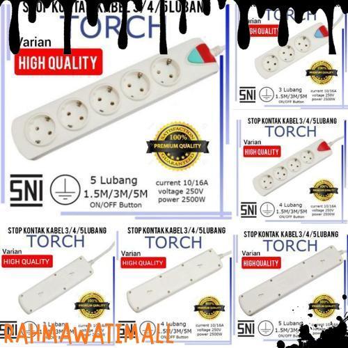 Ready Stock Stop Kontak Terminal Colokan Listrik 2 3 4 5 Lubang Panjang Kabel 1,5 / 3 / 5 / 10 M Met