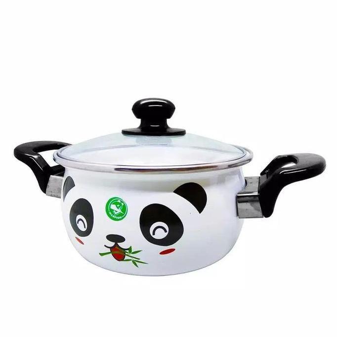 Panci Set Hello Panda Maspion Enamel Porcelain 24cm Putih Dutchoven