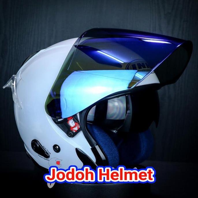 INK HELM METRO SOLID WHITE+VISOR IRIDIUM+SPOILER DOUBLE VISOR